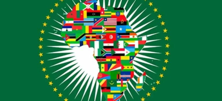A Map of the African Continent with Differen African Flags
